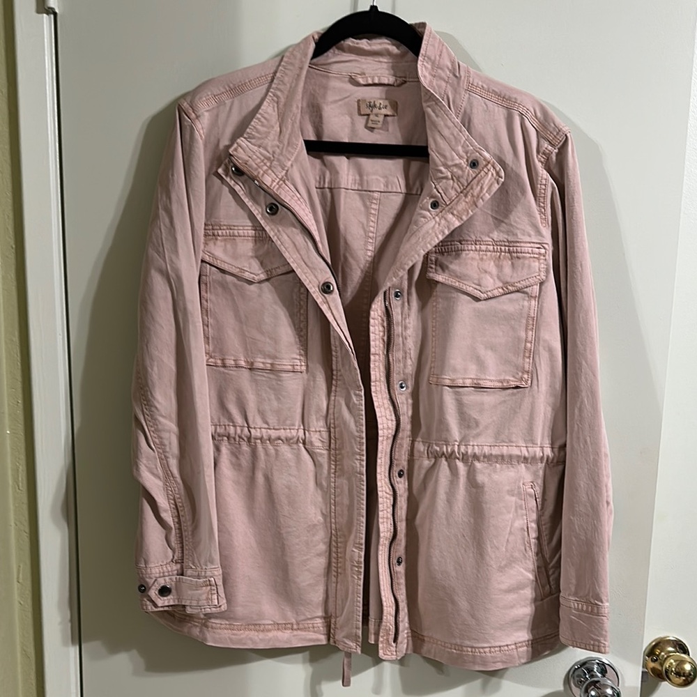 Style & Co Pink Utility Jacket with Collared Neckline